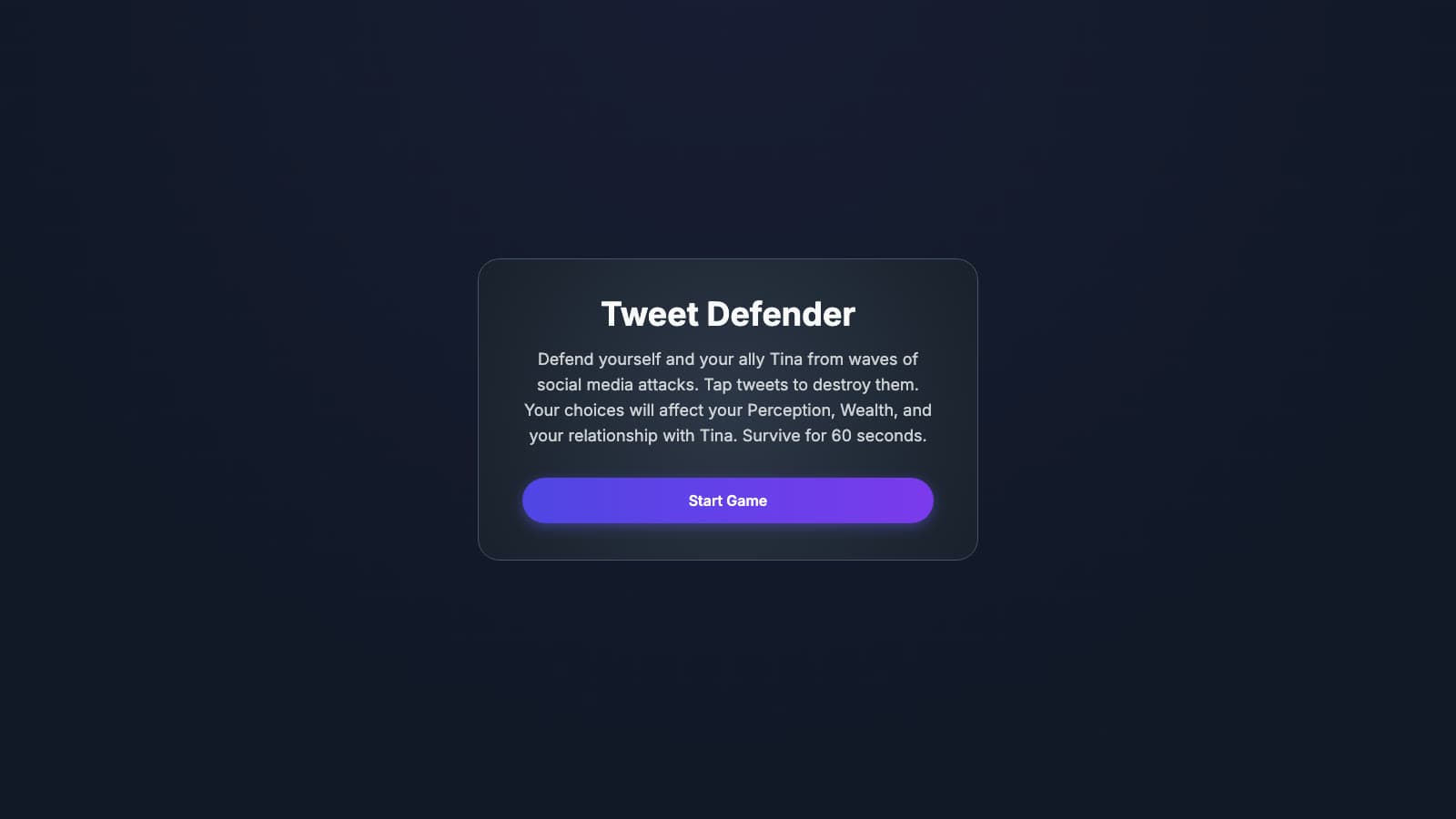 Tweet Defender, a browser game