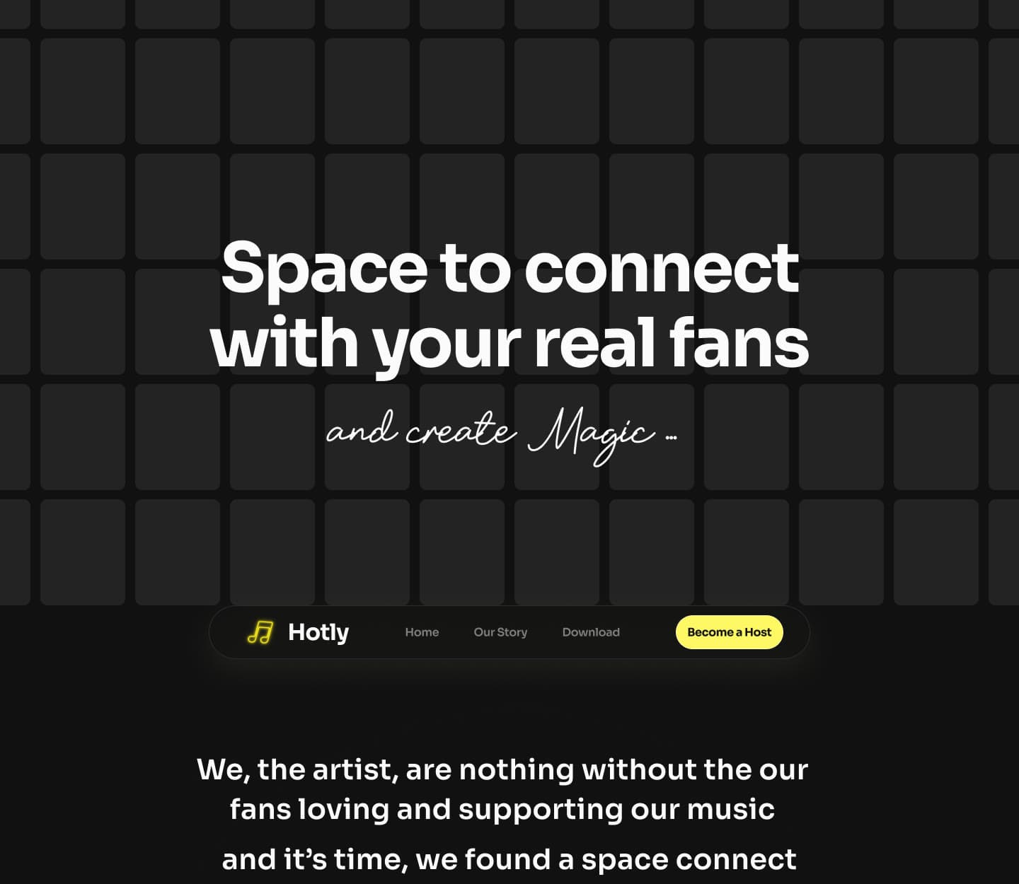 Hotly music-era landing page hero