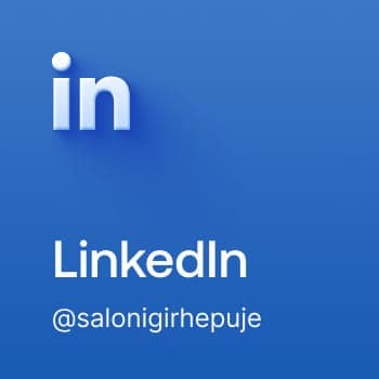 LinkedIn tile - LinkedIn "in" mark on a navy card, handle @salonigirhepuje