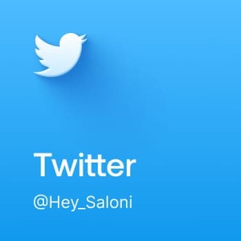 Twitter / X tile - Twitter bird mark on a sky-blue card, handle @Hey_Saloni