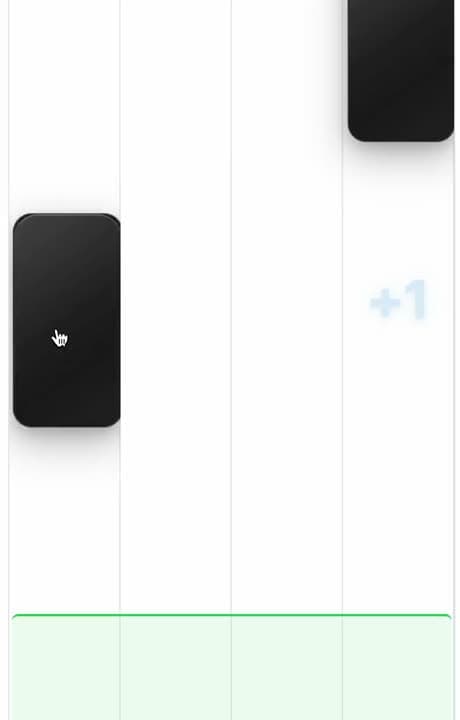 Tap Tap Boom - black tiles falling down lanes on a phone-shaped canvas